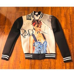 Rhianna Love Me Autographed Y2K Varsity Baseball Cotton Blended Jacket Size M